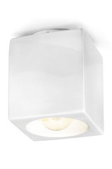 White glazed ceramic cube ceiling light. Ferroluce. White glazed ceramic cube ceiling light. Ferroluce.