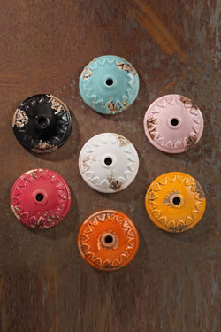 Turquoise ceramic industrial wall light. Ferroluce. 