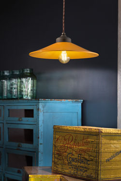 Yellow ceramic retro pendant. Ferroluce. 