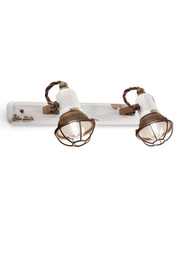 Single spotlight made of ceramic and rusty metal. Ferroluce. 