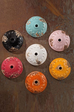 Orange ceramic industrial wall light. Ferroluce. 