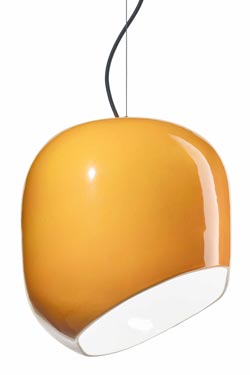 Ayrton ceramic yellow pendant lamp. Ferroluce. 