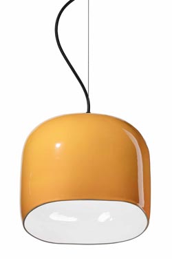 Ayrton ceramic yellow pendant lamp. Ferroluce. 