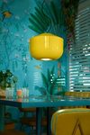 Contemporary pendant lamp in yellow ceramic Bellota. Ferroluce. 