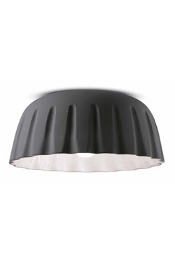 Pleated ceramic ceiling light Madame Grès mouse gray. Ferroluce. 