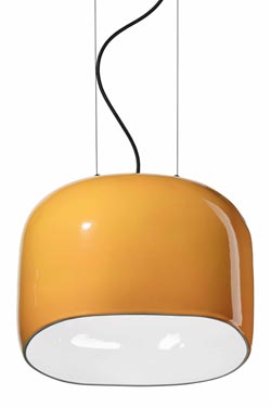 Ayrton ceramic yellow pendant lamp. Ferroluce. 