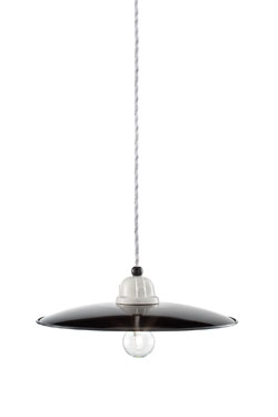 Black and white ceramic pendant lamp Retro 35cm. Ferroluce. 