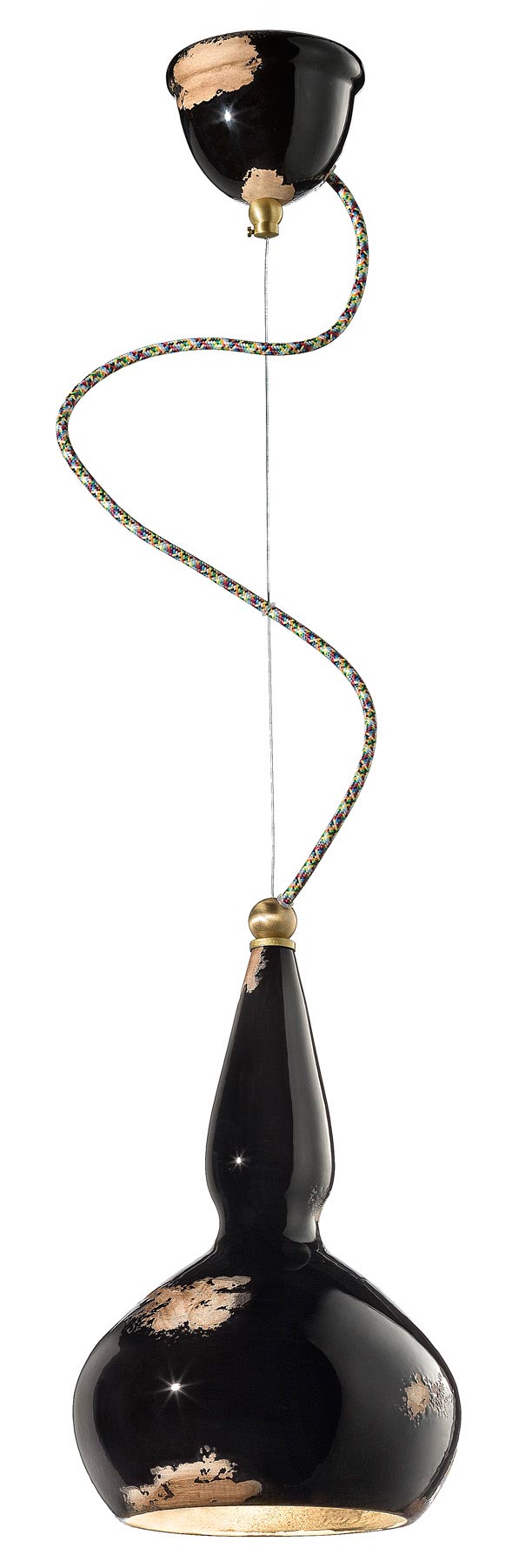 C1413 Vintage black pendant lamp. Ferroluce. 