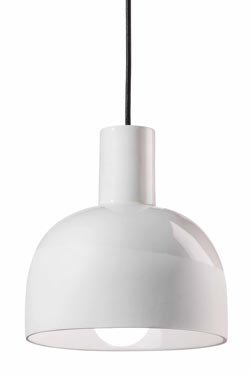 Caxixi pendant lamp in white ceramic. Ferroluce. 