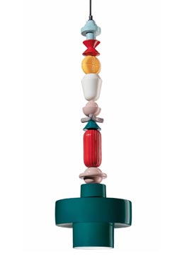 Graphic multicolour pendant LARIAT 6 green. Ferroluce. 