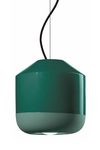 Green hanging lamp in matt and shiny ceramic Bellota. Ferroluce. 