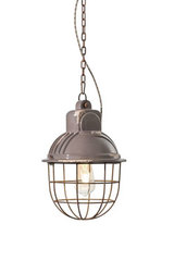 Grey ceramic and rusted metal industrial-style pendant. Ferroluce. 