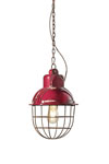 Industrial style pendant lamp, raspberry red. Ferroluce. 