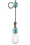 Minimalist turquoise-blue ceramic pendant. Ferroluce. 