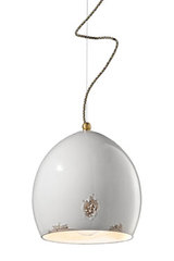 Round pendant lamp in white ceramic with an antique look. Ferroluce. Round pendant lamp in white ceramic with an antique look. Ferroluce.