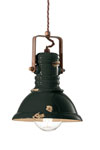 Small black industrial-style pendant. Ferroluce. 