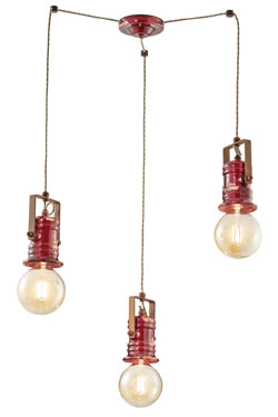 Triple pendant Urban red. Ferroluce. 