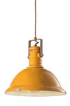 Yellow industrial pendant light in aged ceramic. Ferroluce. 