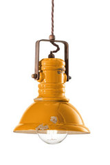 Petite suspension rétro en céramique jaune. Ferroluce. Petite suspension rétro en céramique jaune. Ferroluce.