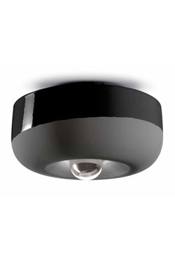 Plafonnier rond en céramique mate et brillante noir Bellota. Ferroluce. 