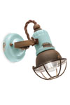 Turquoise blue ceramic loft style spotlight. Ferroluce. 