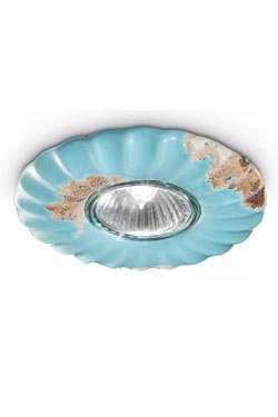 Vintage C480 recessed spotlight with sky blue relief. Ferroluce. 