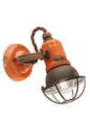 Vintage orange ceramic and rusty metal spotlight. Ferroluce. 