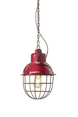 Suspension style industriel, rouge framboise. Ferroluce. Suspension style industriel, rouge framboise. Ferroluce.