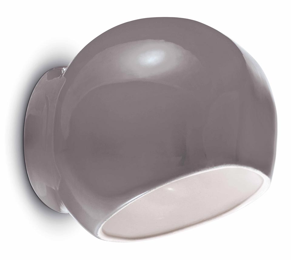 Ayrton grey glossy ceramic ball lamp. Ferroluce. 