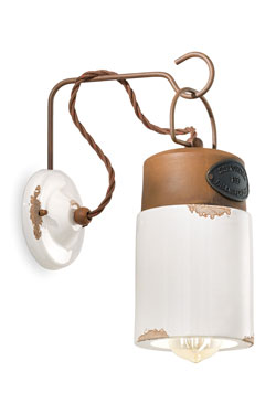 Industrial wall lamp in white ceramic. Ferroluce. 