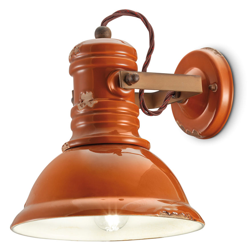 Industrial orange ceramic spotlight. Ferroluce. 