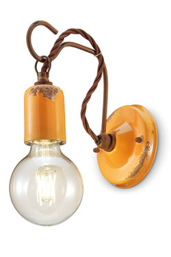 Vintage style yellow wall lamp. Ferroluce. 