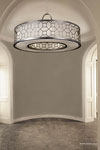 Allegretto lustre rond et lin naturel-  Version décorée à la feuille d