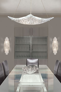 Lustre pavés de verre en voile - Constructivism - 42cm. Fine Art Lamps. 
