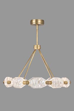 Chandelier with ten cut crystals and gold leaf structure. Fine Art Lamps. 