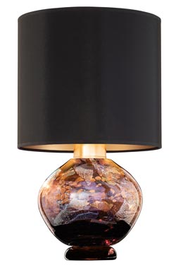 Sobe lampe de table en verre dichroïque ambré et abat-jour beige . Fine Art Lamps. 