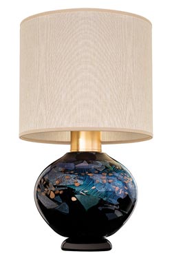 Sobe lampe de table en verre dichroïque noir et abat-jour noir. Fine Art Lamps. 