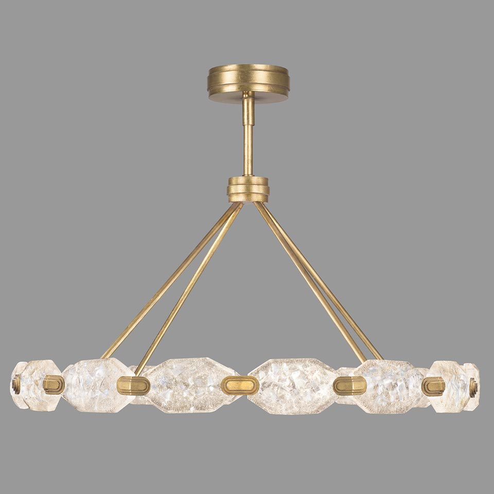 Large 16-piece gold and crystal chandelier, LED lighting. Fine Art Lamps. 