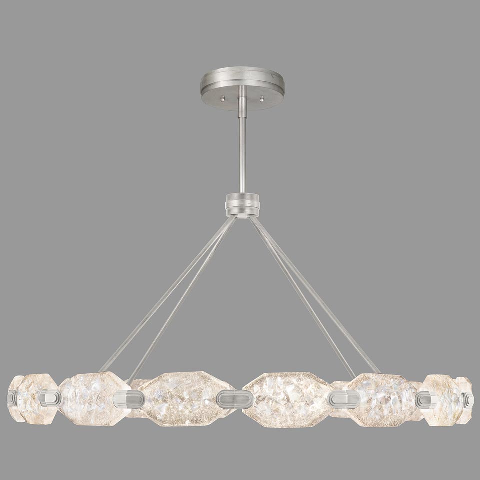 Large silver and cut crystal chandelier, LED lighting. Fine Art Lamps. 