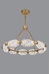 Chandelier with ten cut crystals and gold leaf structure. Fine Art Lamps. 