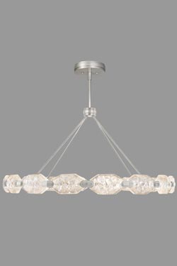 Grand lustre argent et cristal taillé, éclairage LED. Fine Art Lamps. 