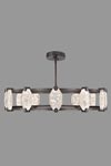Grande suspension en bronze patiné  anneau et douze cristaux. Fine Art Lamps. 