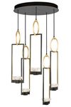 Lustre Art Déco 5 lumières noir et or Delphi. Fine Art Lamps. 