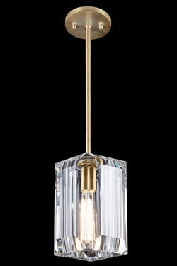 Pendant light crystal and metal gilded with gold leaf Monceau. Fine Art Lamps. 