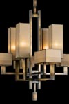 Perspectives pendant light 1930s style eight natural bronze elements. Fine Art Lamps. 