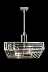 Suspension argent carrée en prismes de cristal. Fine Art Lamps. Suspension argent carrée en prismes de cristal. Fine Art Lamps.