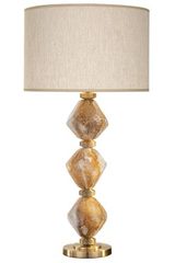 Argyle Diamond Natural Quartz Block Table Lamp with Beige Shade. Fine Art Lamps. 