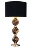 Black and Gold Glass Block Table Lamp with Argyle Diamond Black Shade. Fine Art Lamps. 