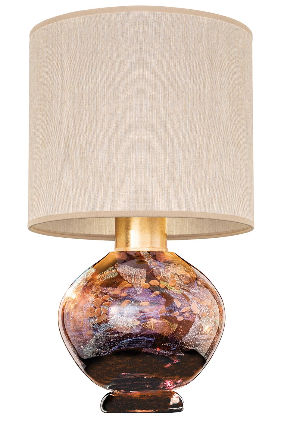 Sobe Table Lamp In Amber Dichroic Glass, Beige Table Lamp