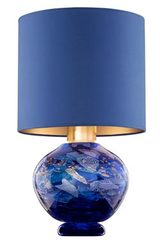 Sobe table lamp in blue dichroic glass and cobalt blue shade. Fine Art Lamps. 